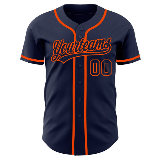 Custom Navy Navy-Orange Authentic Baseball Jersey - Sky-Custom