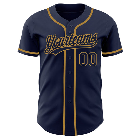 Custom Navy Navy-Old Gold Authentic Baseball Jersey - Sky-Custom