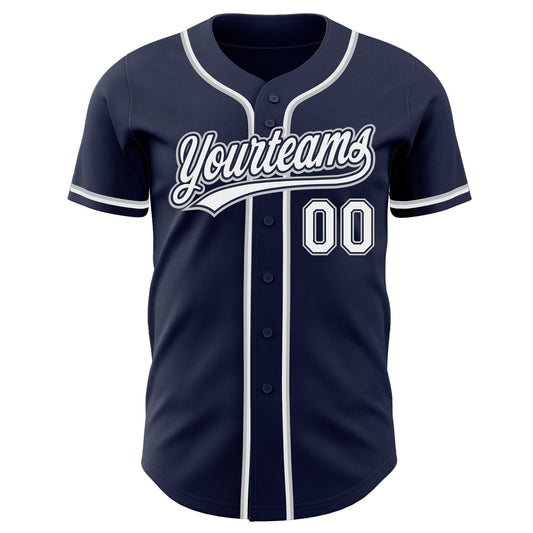 Custom Navy White-Gray Authentic Baseball Jersey - Sky-Custom