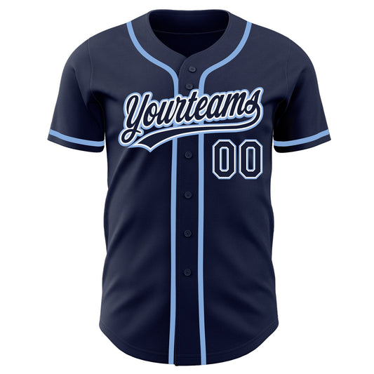 Custom Navy Navy-Light Blue Authentic Baseball Jersey - Sky-Custom