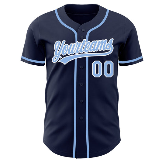 Custom Navy Light Blue-White Authentic Baseball Jersey - Sky-Custom
