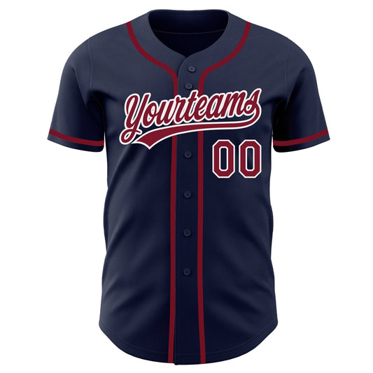 Custom Navy Crimson-White Authentic Baseball Jersey - Sky-Custom