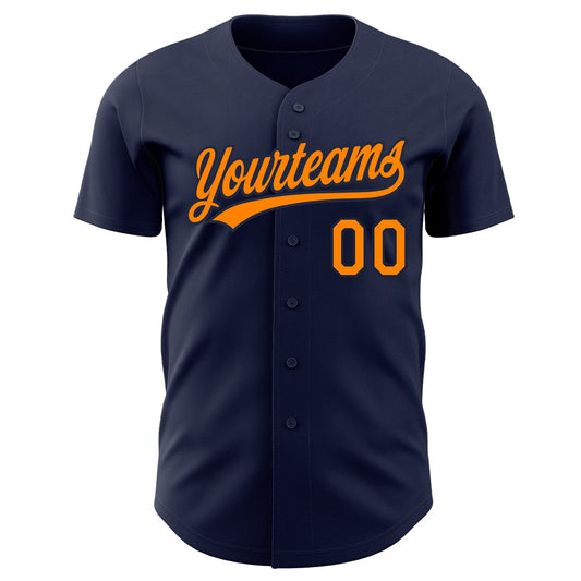Custom Navy Bay Orange-Navy Authentic Baseball Jersey - Sky-Custom