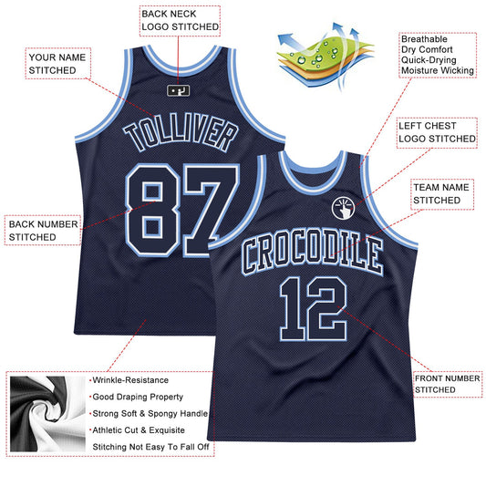 Custom Navy Navy-Light Blue Authentic Throwback Basketball Jersey - Sky-Custom