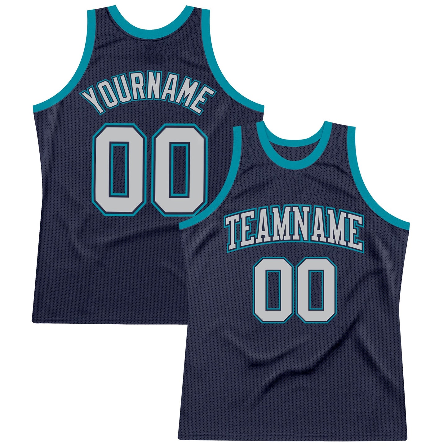 Custom Navy Gray-Teal Authentic Throwback Basketball Jersey - Sky-Custom
