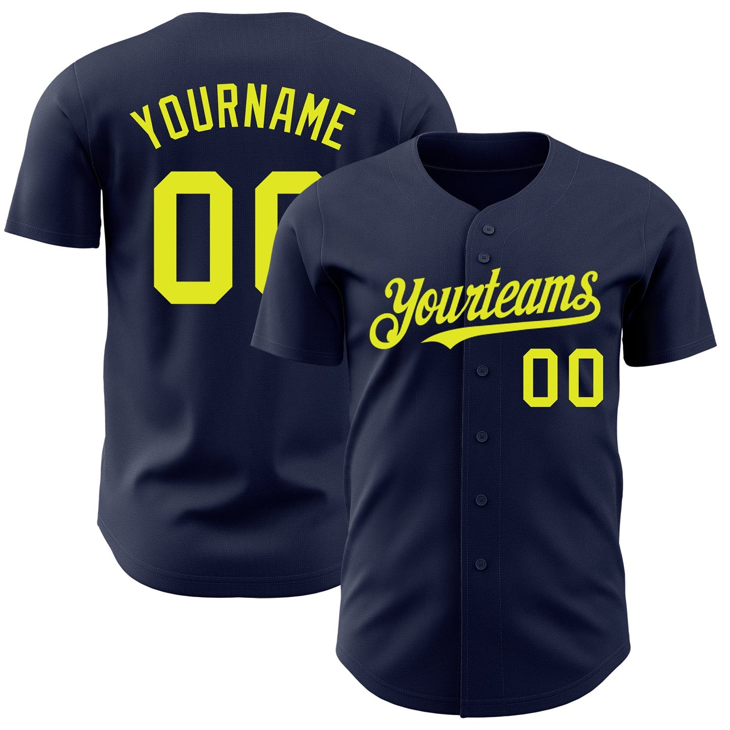 Custom Navy Neon Yellow Authentic Baseball Jersey - Sky-Custom