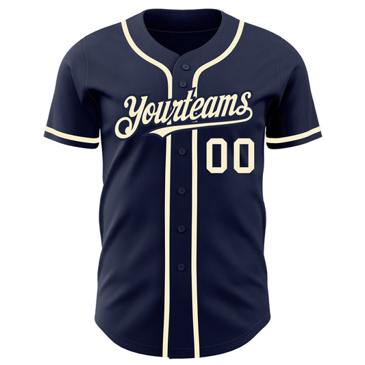 Custom Navy Cream Authentic Baseball Jersey - Sky-Custom