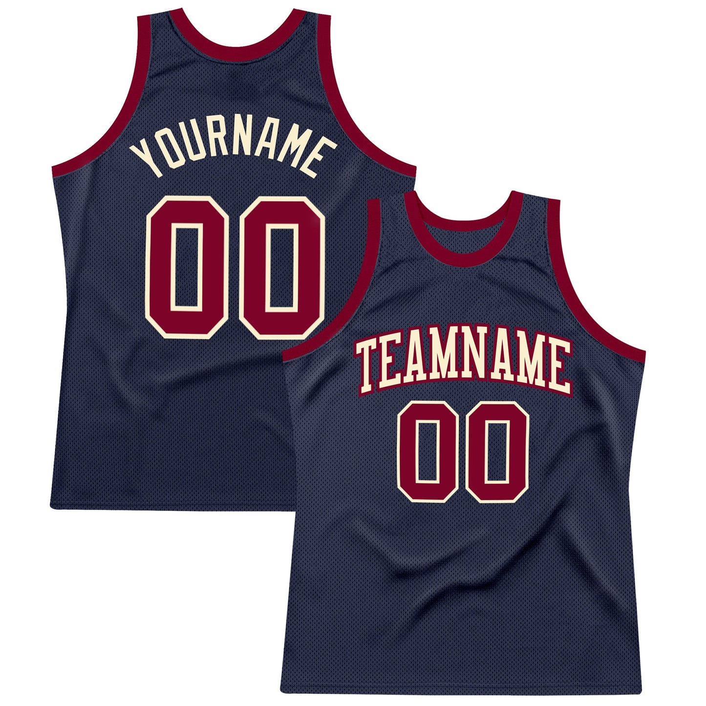 Custom Navy Maroon-Cream Authentic Throwback Basketball Jersey - Sky-Custom