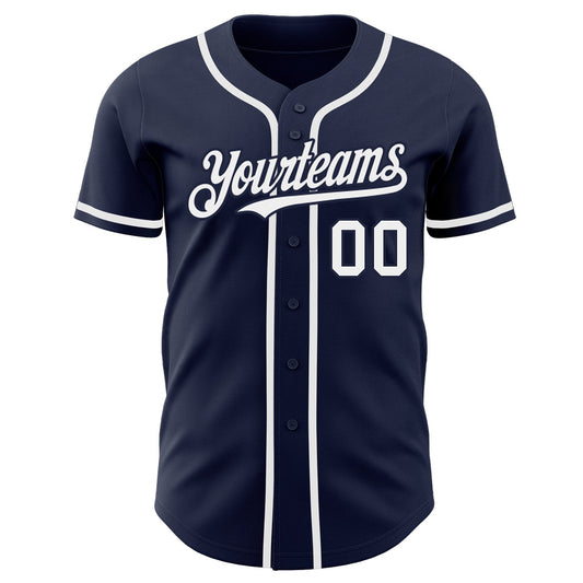 Custom Navy White Authentic Baseball Jersey - Sky-Custom