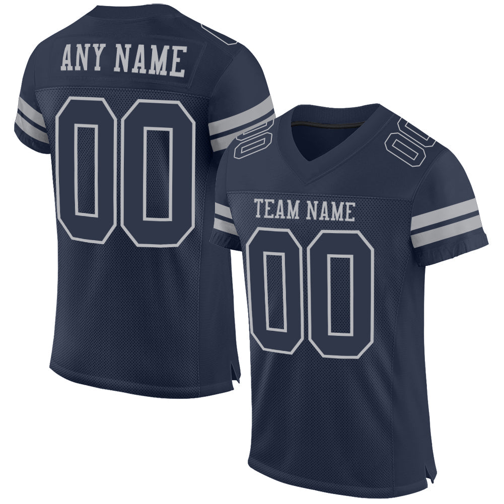 Custom Navy Gray Mesh Authentic Football Jersey - Sky-Custom
