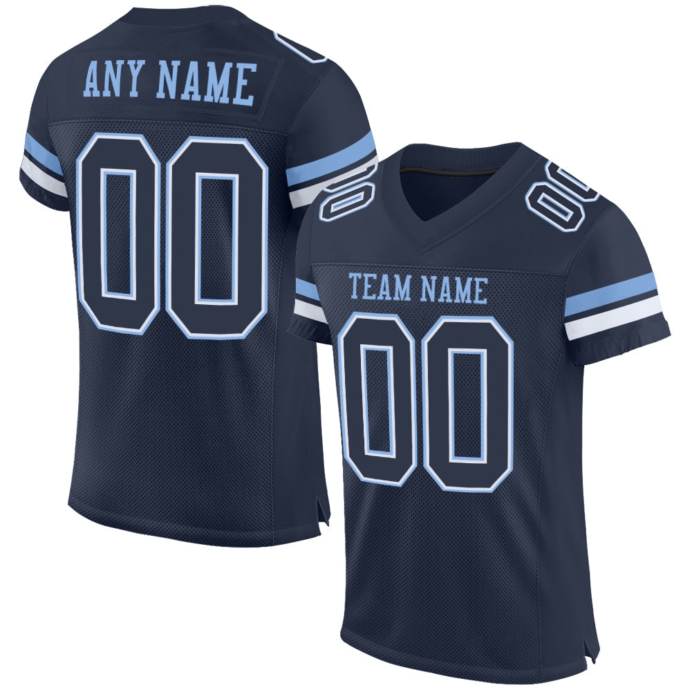Custom Navy White-Light Blue Mesh Authentic Football Jersey - Sky-Custom