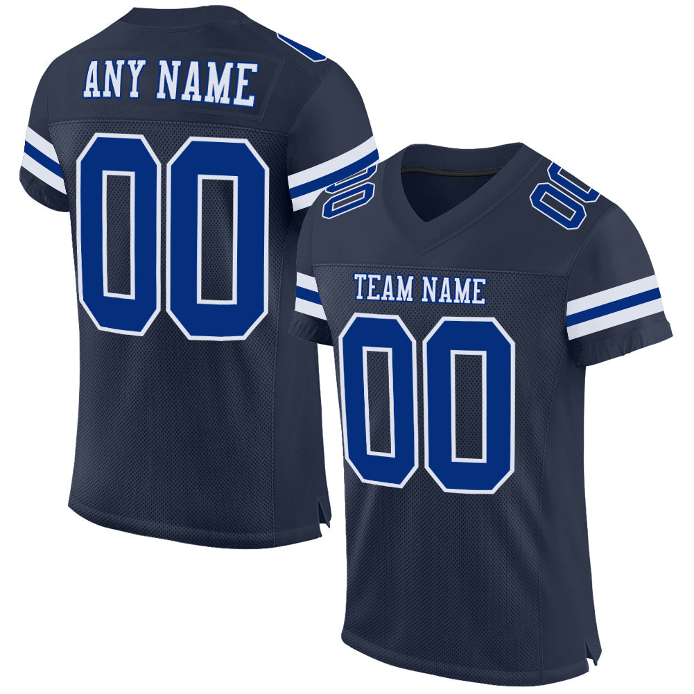 Custom Navy Royal-White Mesh Authentic Football Jersey - Sky-Custom
