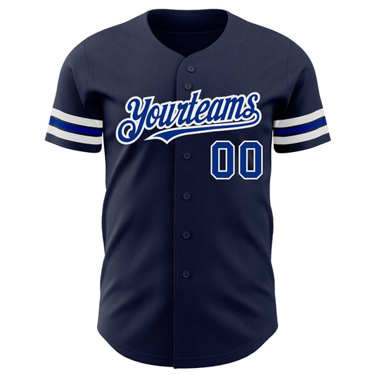 Custom Navy Royal-White Authentic Baseball Jersey - Sky-Custom