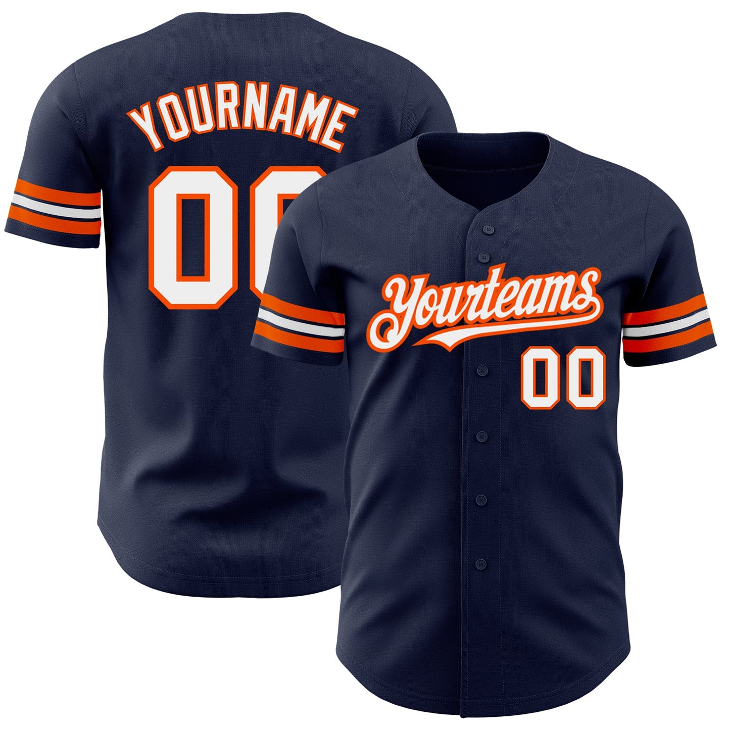 Custom Navy White-Orange Authentic Baseball Jersey - Sky-Custom