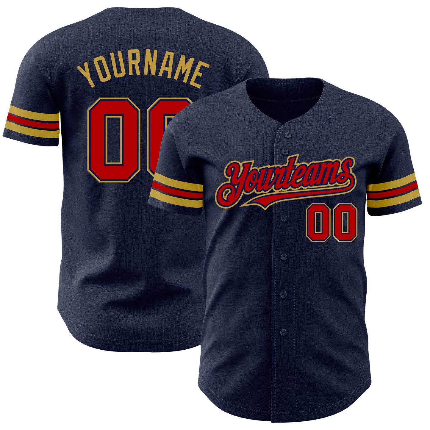 Custom Navy Red-Old Gold Authentic Baseball Jersey - Sky-Custom