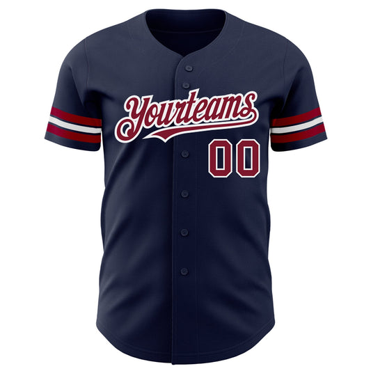 Custom Navy Crimson-White Authentic Baseball Jersey - Sky-Custom