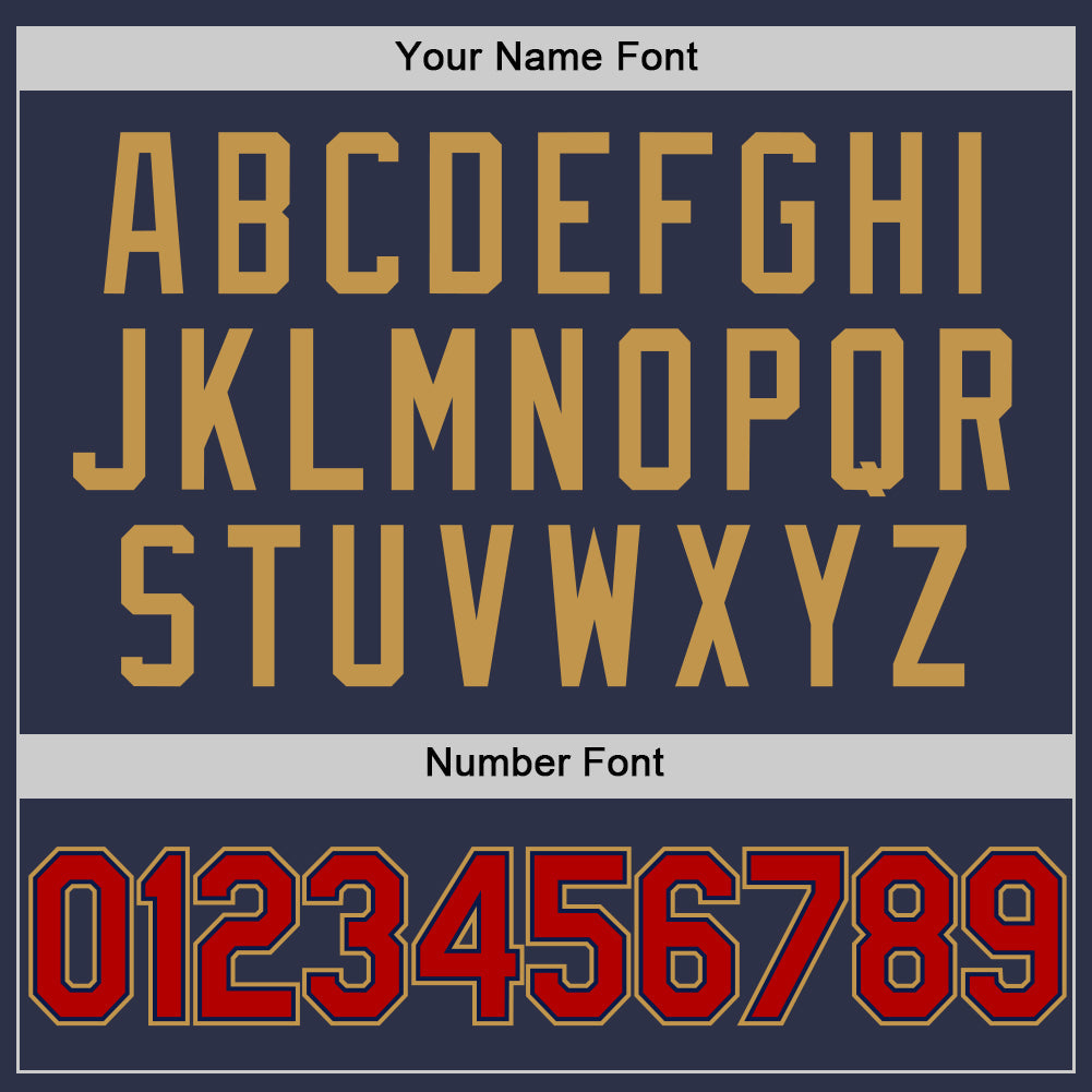 Custom Navy Red-Old Gold Authentic Throwback Baseball Jersey - Sky-Custom