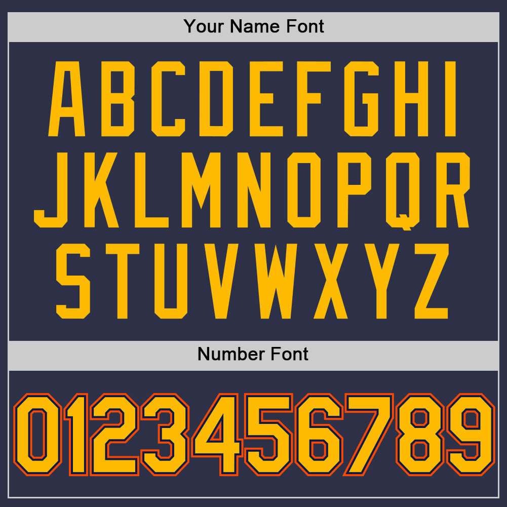 Custom Navy Gold-Orange Authentic Throwback Baseball Jersey - Sky-Custom