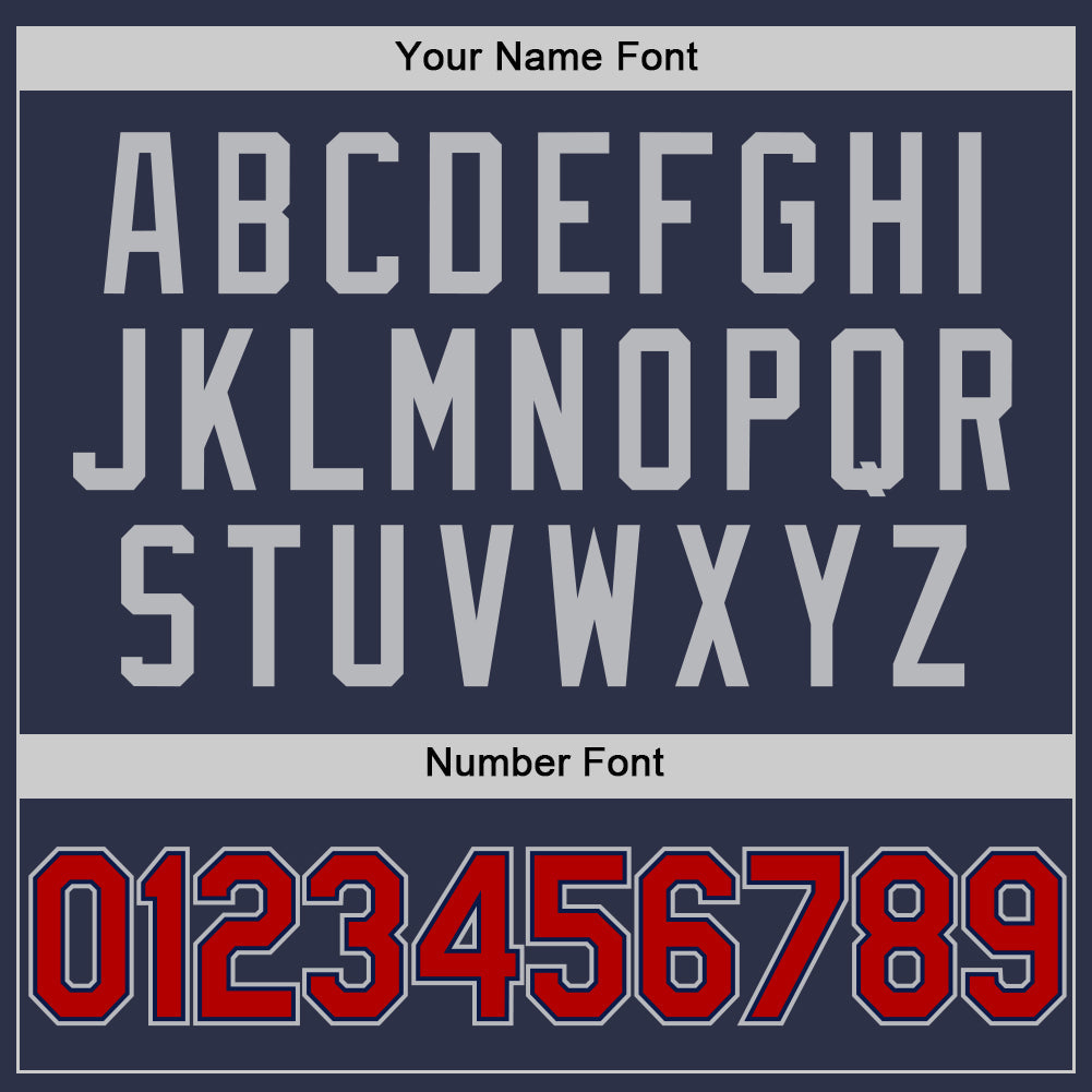 Custom Navy Red-Gray Authentic Throwback Baseball Jersey - Sky-Custom