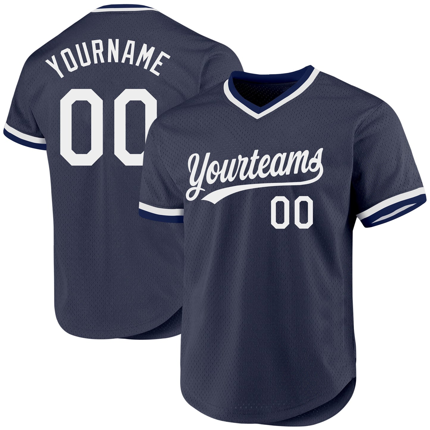 Custom Navy White Authentic Throwback Baseball Jersey - Sky-Custom