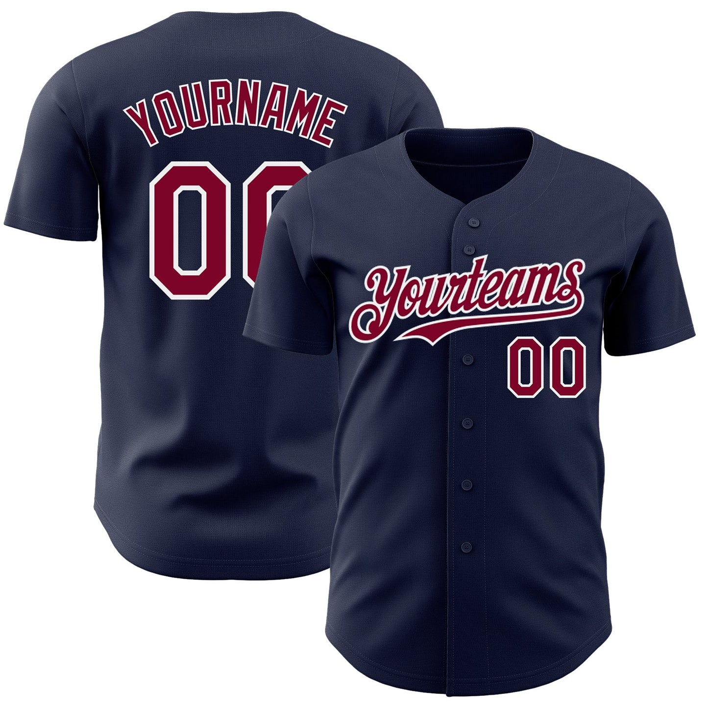 Custom Navy Maroon-White Authentic Baseball Jersey - Sky-Custom