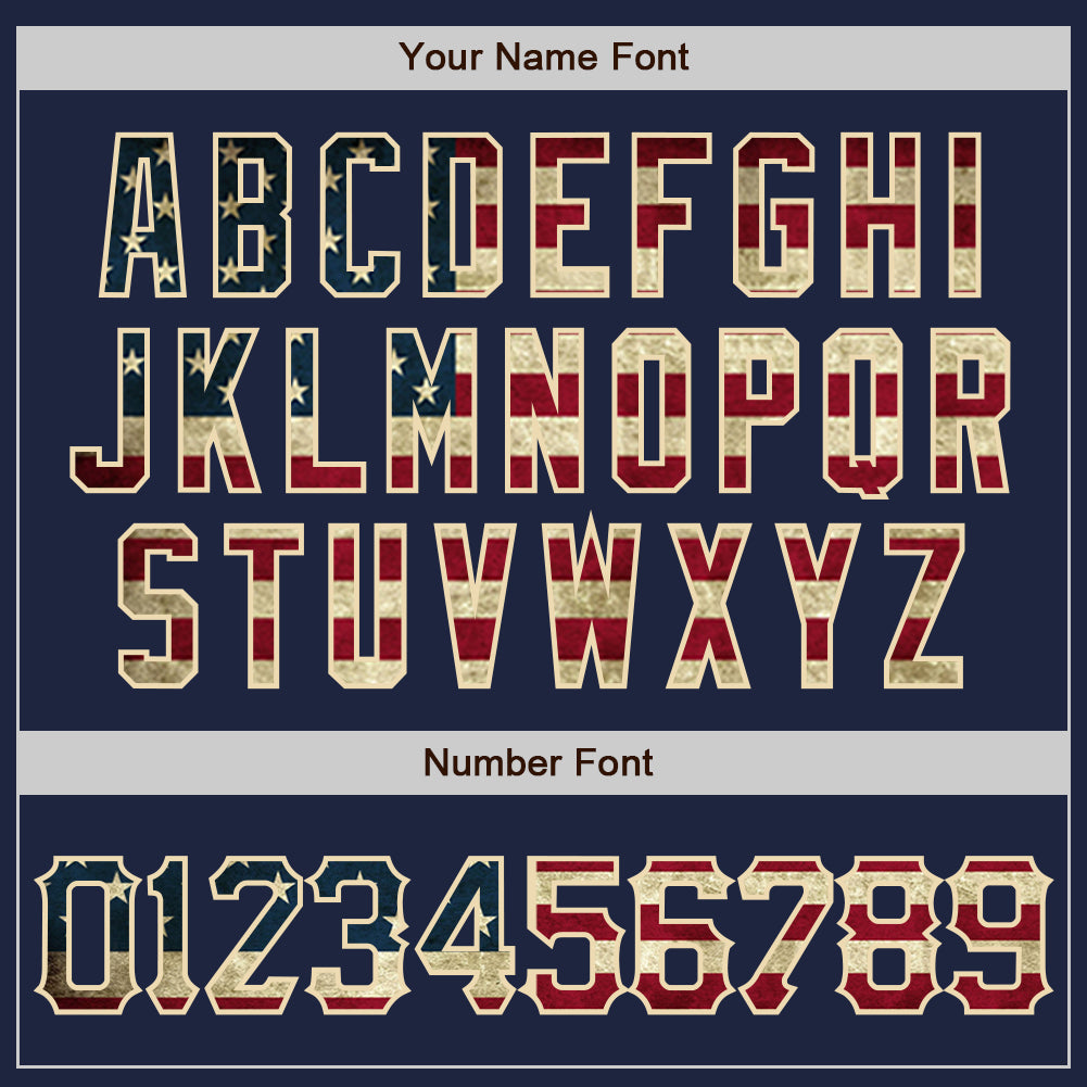 Custom Navy Vintage USA Flag-Cream Authentic Baseball Jersey - Sky-Custom