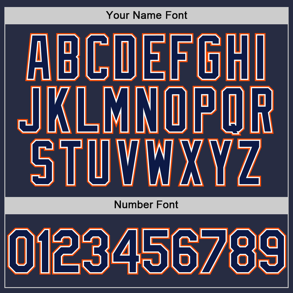 Custom Navy White-Orange Mesh Authentic Throwback Baseball Jersey - Sky-Custom