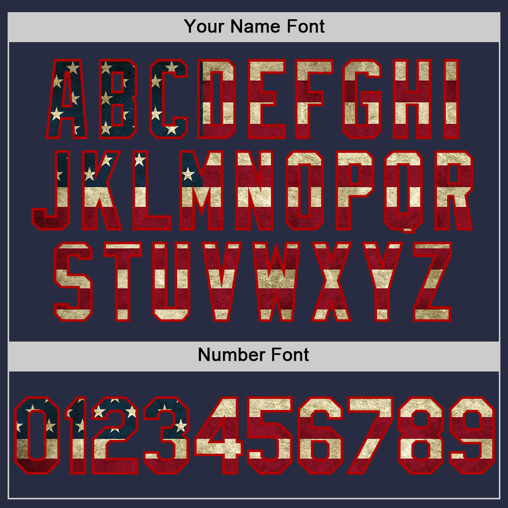 Custom Navy Vintage USA Flag-Red Mesh Authentic Throwback Baseball Jersey - Sky-Custom