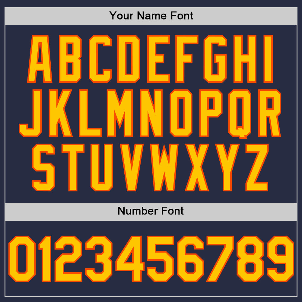 Custom Navy Yellow-Orange Mesh Authentic Throwback Baseball Jersey - Sky-Custom