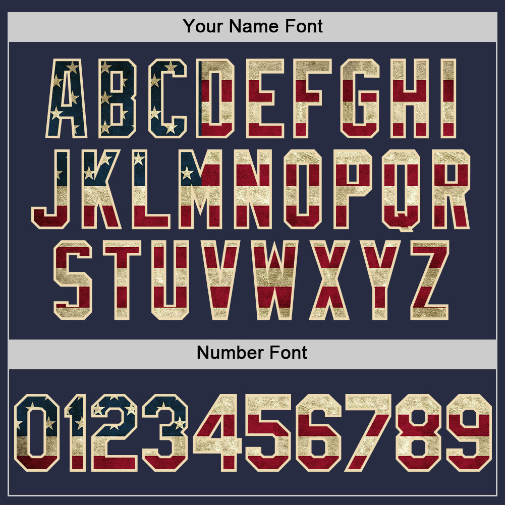 Custom Navy Vintage USA Flag-Cream Mesh Authentic Throwback Baseball Jersey - Sky-Custom