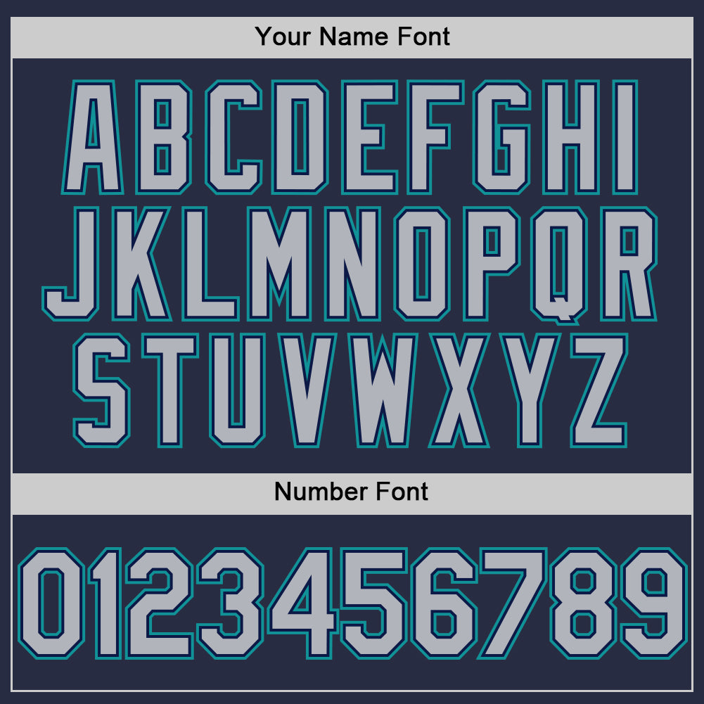 Custom Navy Gray-Teal Mesh Authentic Throwback Baseball Jersey - Sky-Custom