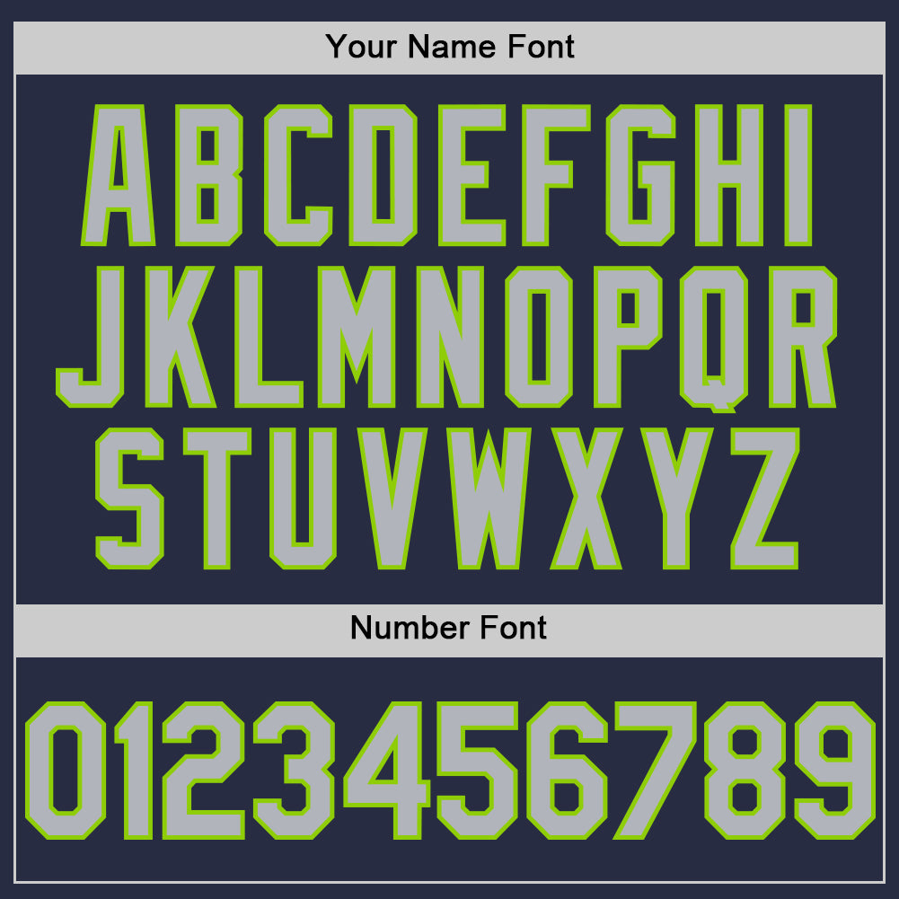 Custom Navy Gray-Neon Green Mesh Authentic Throwback Baseball Jersey - Sky-Custom