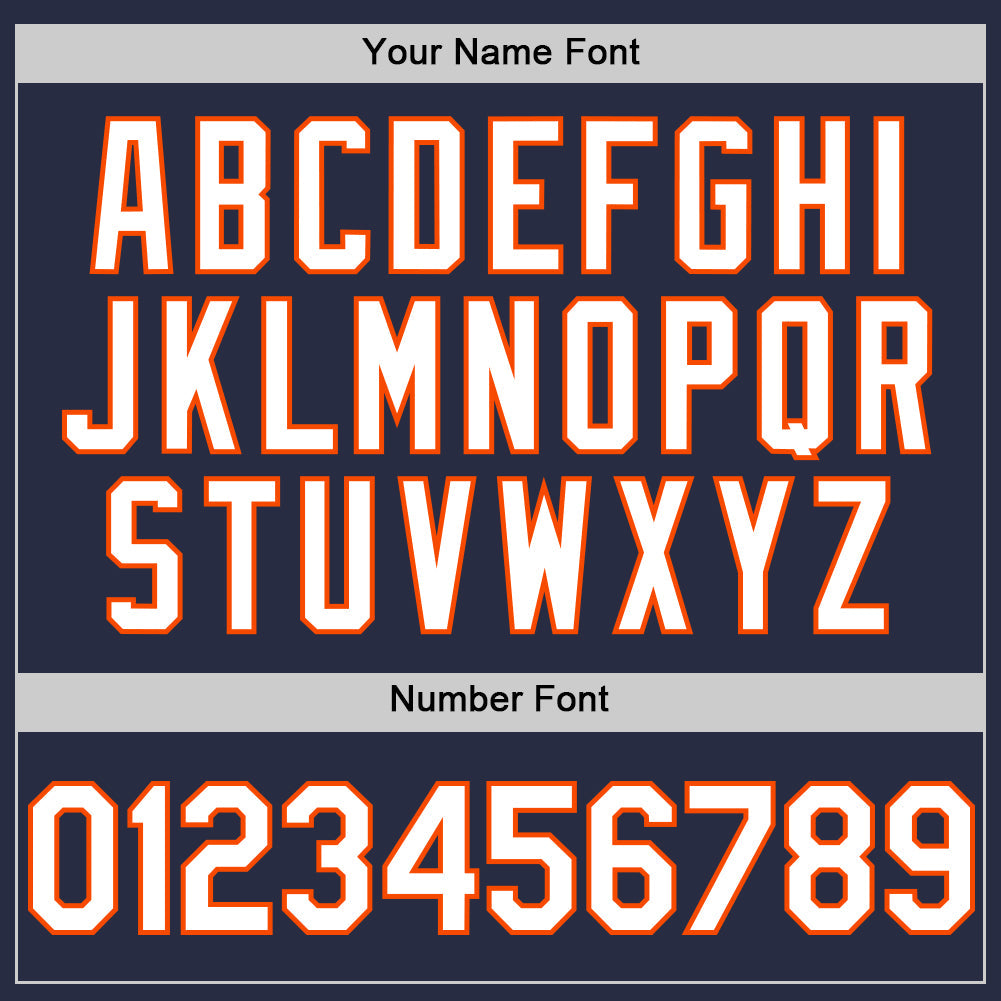 Custom Navy White-Orange Mesh Authentic Throwback Baseball Jersey - Sky-Custom