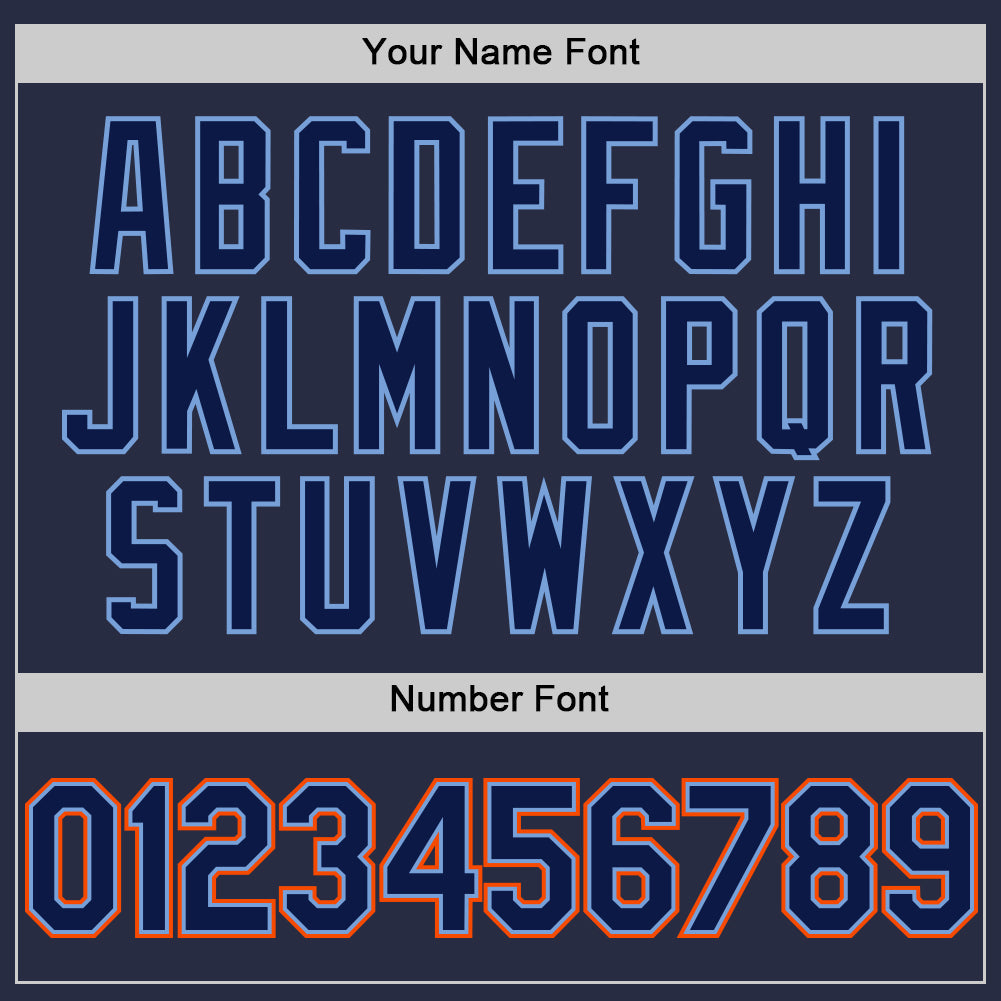 Custom Navy Powder Blue-Orange Mesh Authentic Throwback Baseball Jersey - Sky-Custom