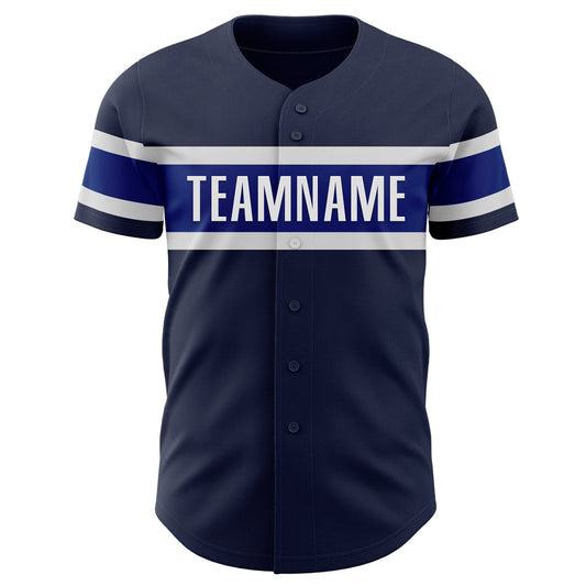 Custom Navy Royal-White Authentic Baseball Jersey - Sky-Custom