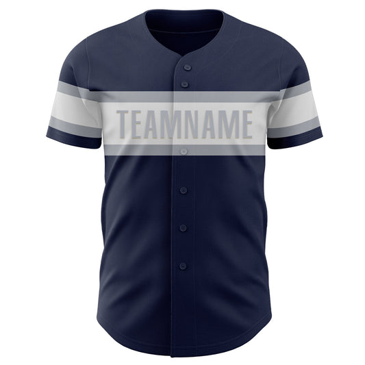 Custom Navy White-Gray Authentic Baseball Jersey - Sky-Custom