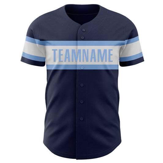 Custom Navy White-Light Blue Authentic Baseball Jersey - Sky-Custom