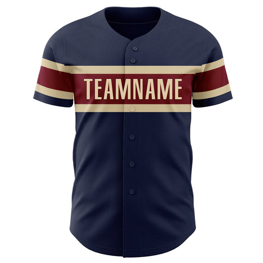 Custom Navy Vintage USA Flag Cream-Crimson Authentic Baseball Jersey - Sky-Custom