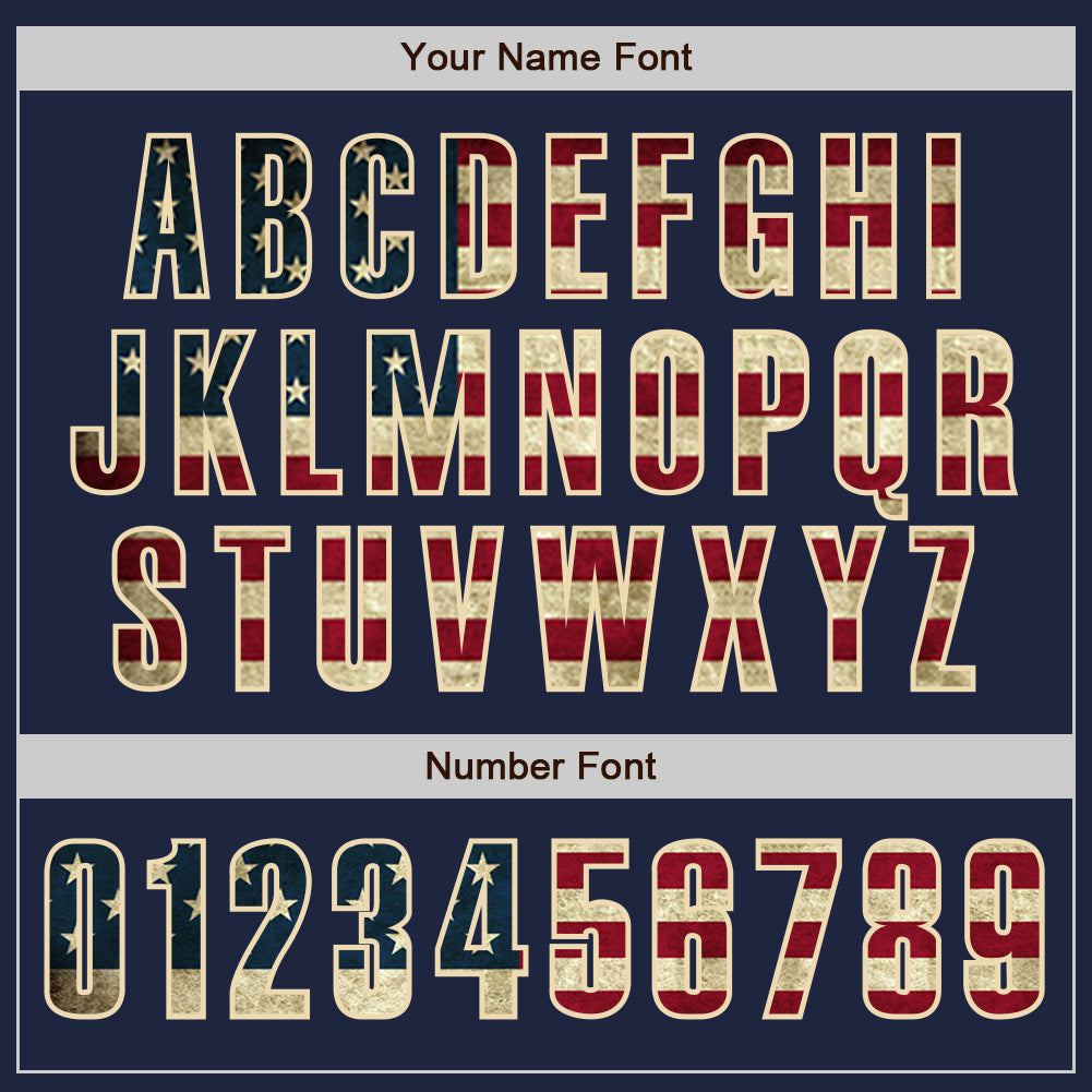 Custom Navy Vintage USA Flag Cream-Crimson Authentic Baseball Jersey - Sky-Custom