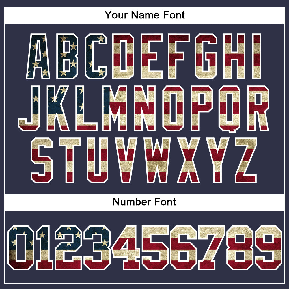 Custom Navy Vintage USA Flag-White Mesh Authentic Throwback Baseball Jersey - Sky-Custom