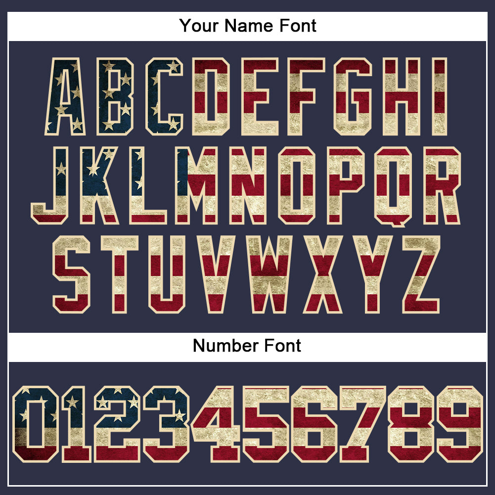 Custom Navy Vintage USA Flag-Cream Mesh Authentic Throwback Baseball Jersey - Sky-Custom