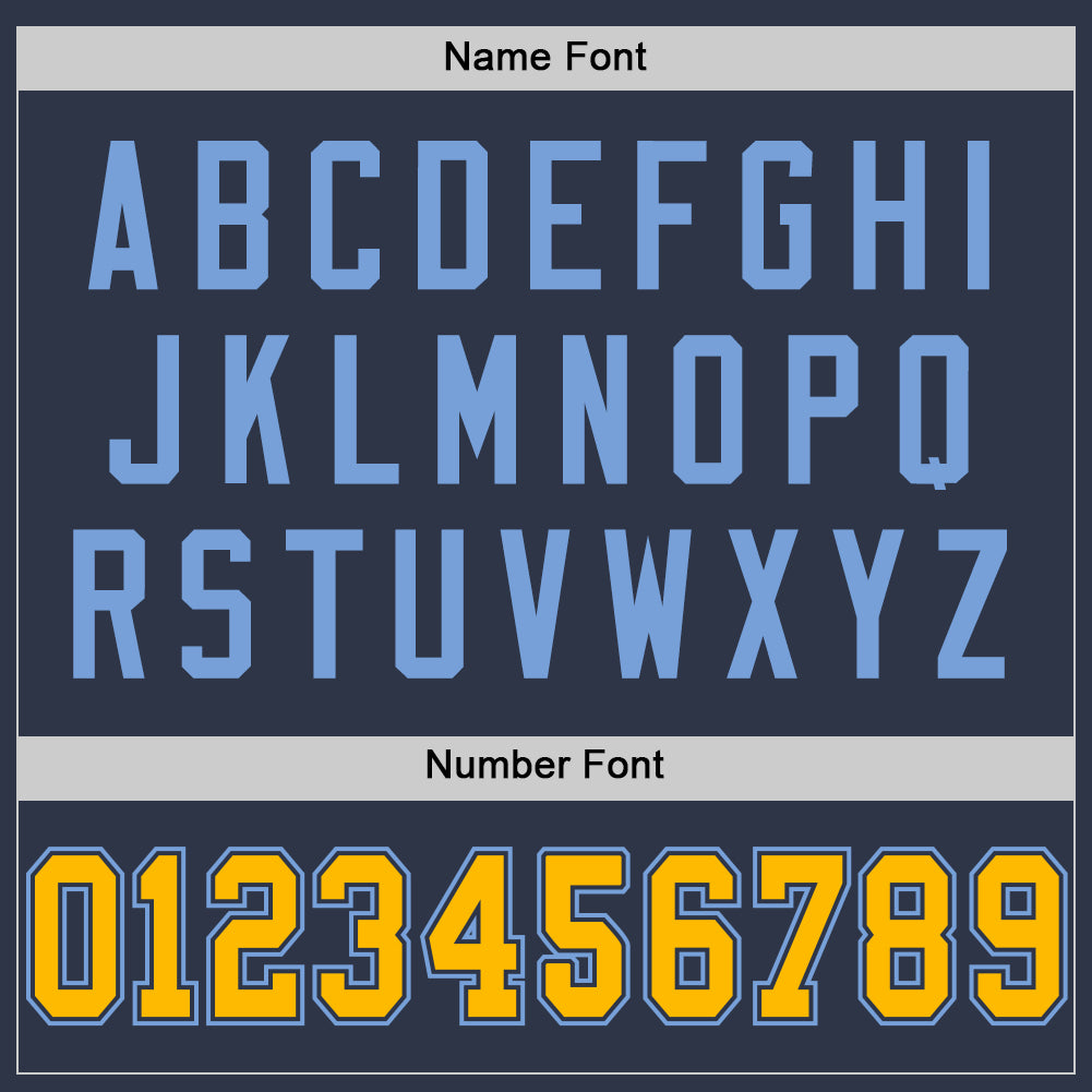 Custom Navy Gold-Light Blue Mesh Authentic Throwback Football Jersey - Sky-Custom