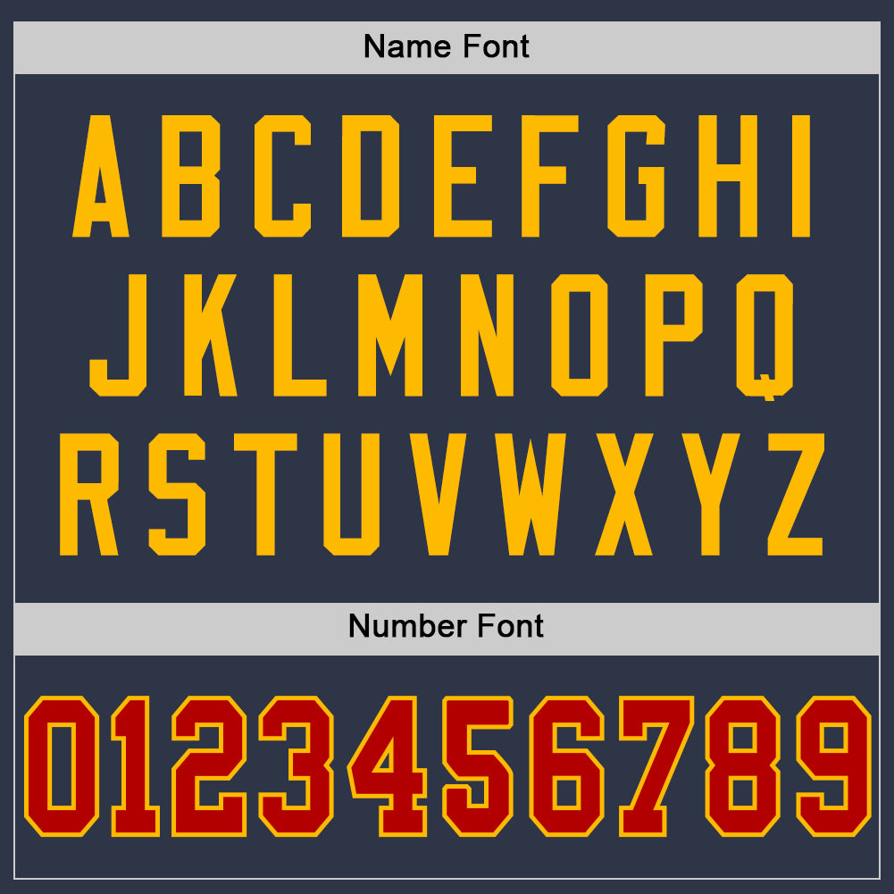 Custom Navy Red-Gold Mesh Authentic Throwback Football Jersey - Sky-Custom