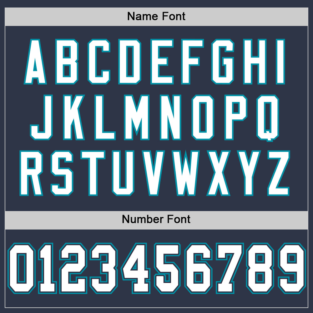 Custom Navy White-Teal Mesh Authentic Throwback Football Jersey - Sky-Custom