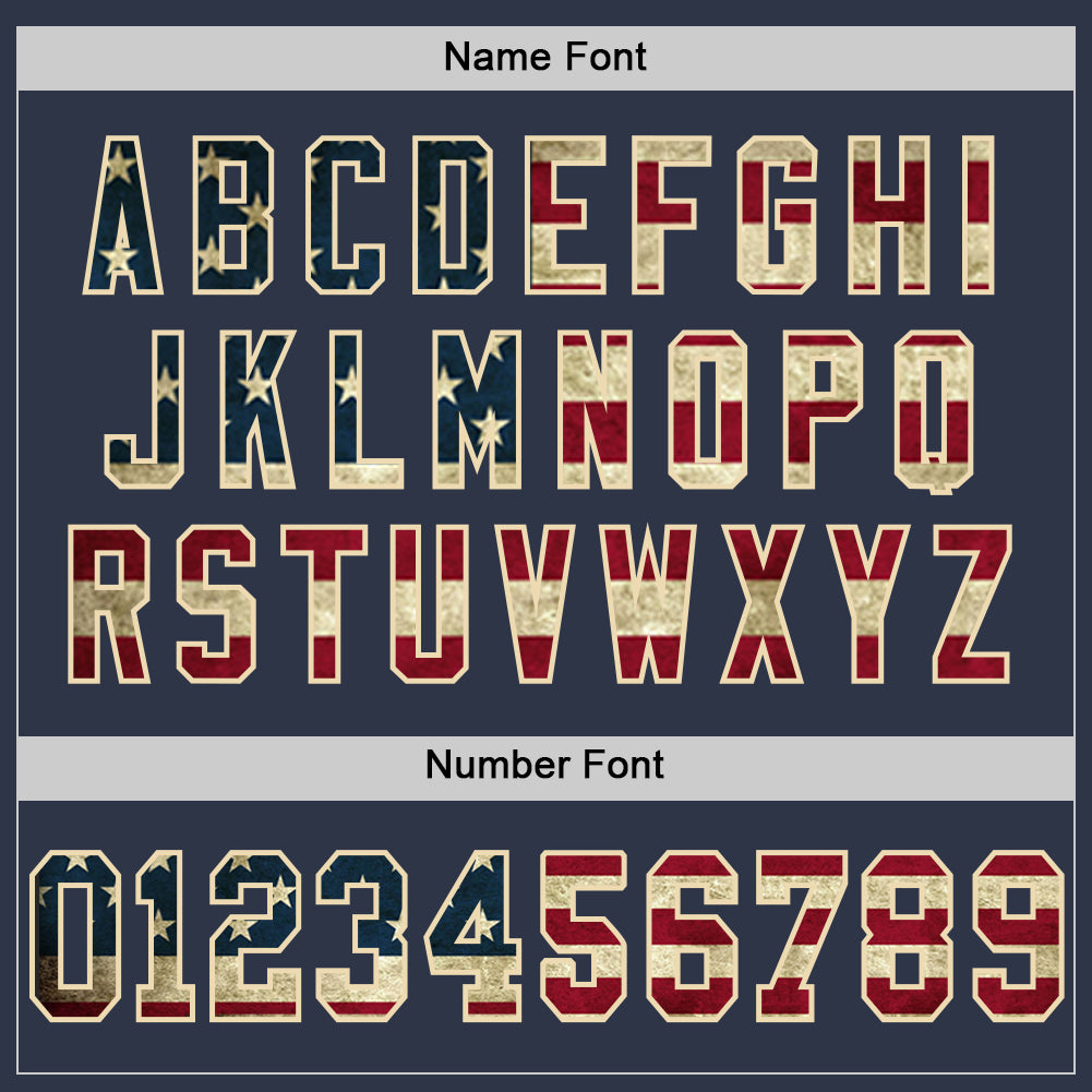 Custom Navy Vintage USA Flag Cream-Red Mesh Authentic Throwback Football Jersey - Sky-Custom