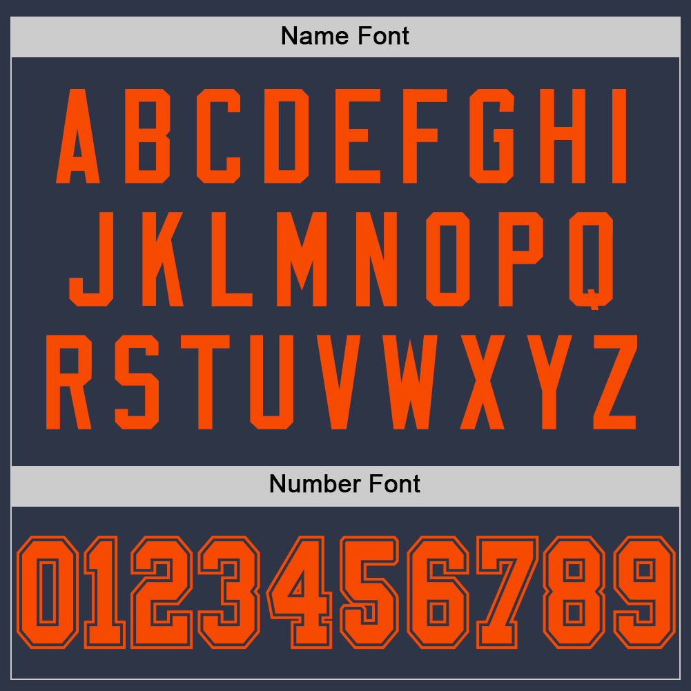 Custom Navy Orange Mesh Authentic Throwback Football Jersey - Sky-Custom