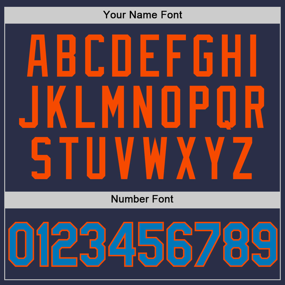 Custom Navy Blue-Orange Authentic Throwback Baseball Jersey - Sky-Custom