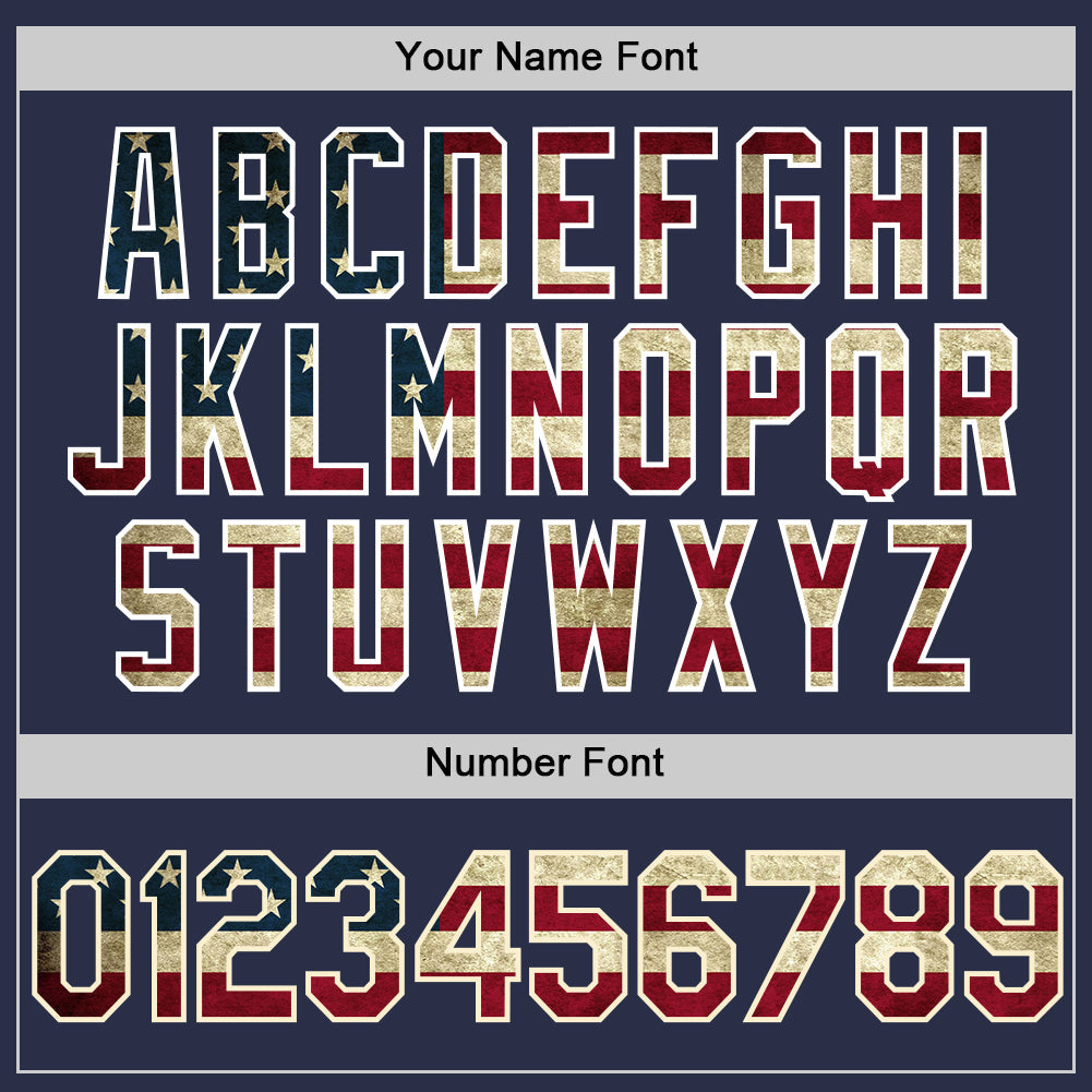 Custom Navy Vintage USA Flag-White Authentic Throwback Baseball Jersey - Sky-Custom