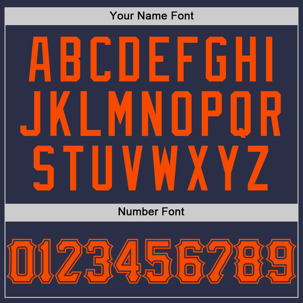 Custom Navy Orange Authentic Throwback Baseball Jersey - Sky-Custom