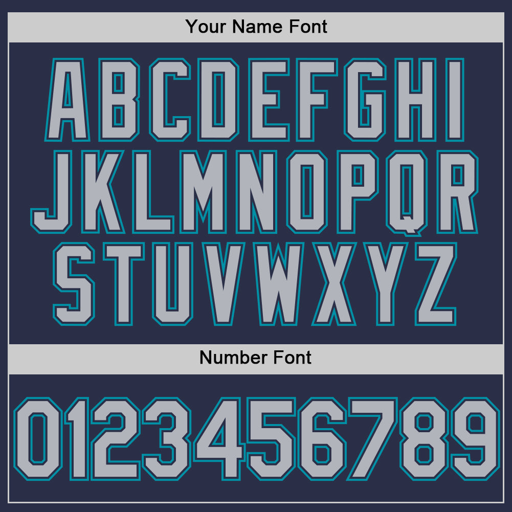 Custom Navy Gray-Teal Authentic Throwback Baseball Jersey - Sky-Custom